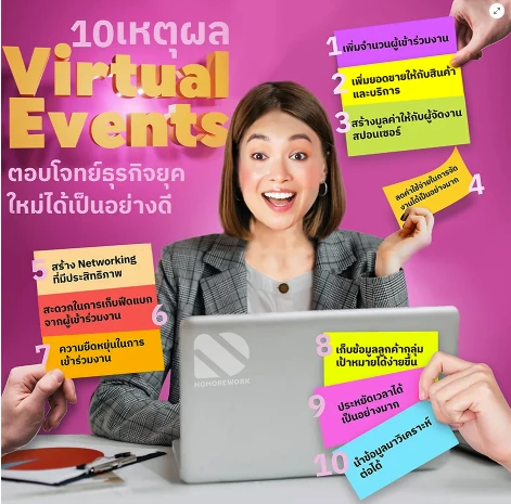 10 เหตุผลที่ธุรกิจควรเลือกจัดงาน Virtual events | No More Work